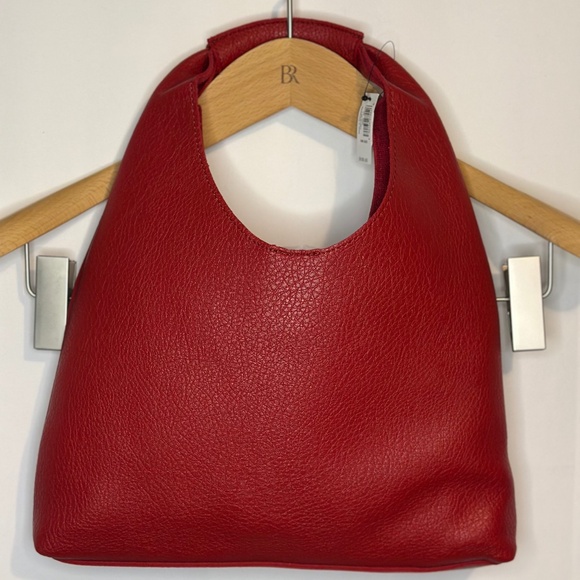 NWT Banana Republic Factory Red Mini Vegan leather slouchy tote bag - Picture 3 of 5
